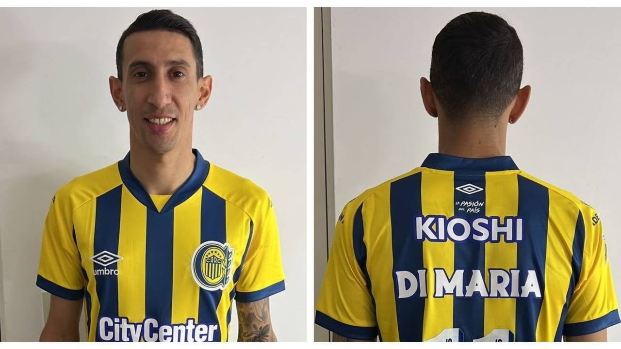 Ángel Di María con la camiseta de Rosario Central