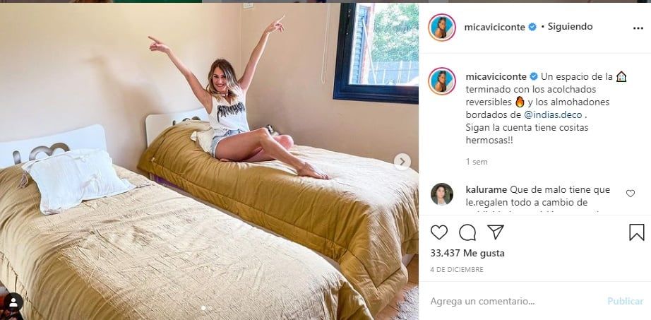 Mica Viciconte en redes