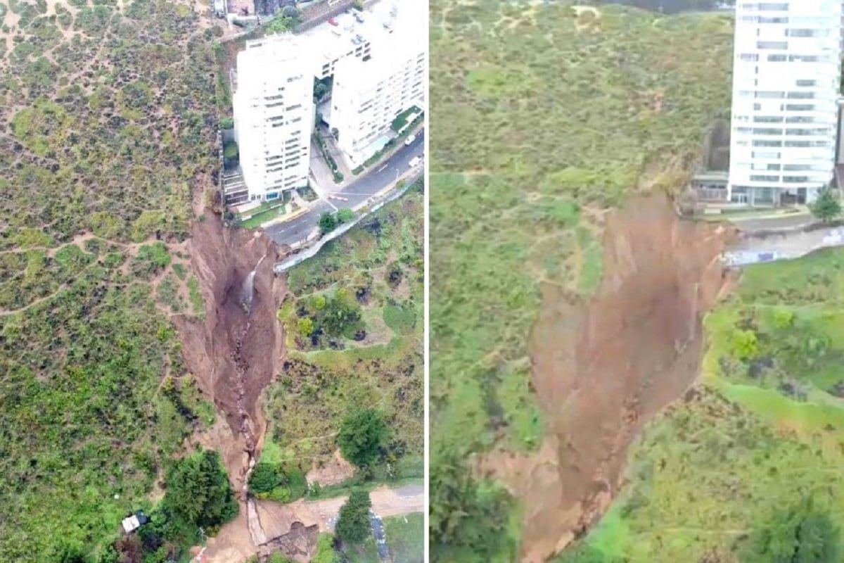 Por un socavón, un edificio en serio riesgo de colapso entre Viña del Mar y Concón (Gentileza Biobiochile.cl)