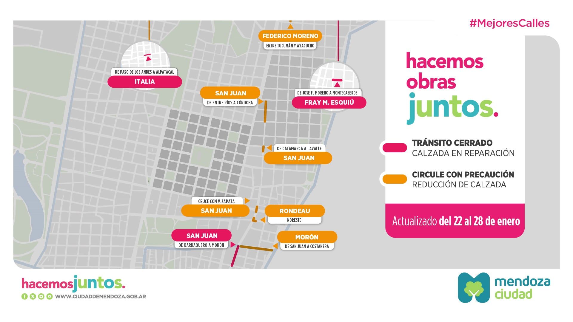 Obras en la ciudad de Mendoza