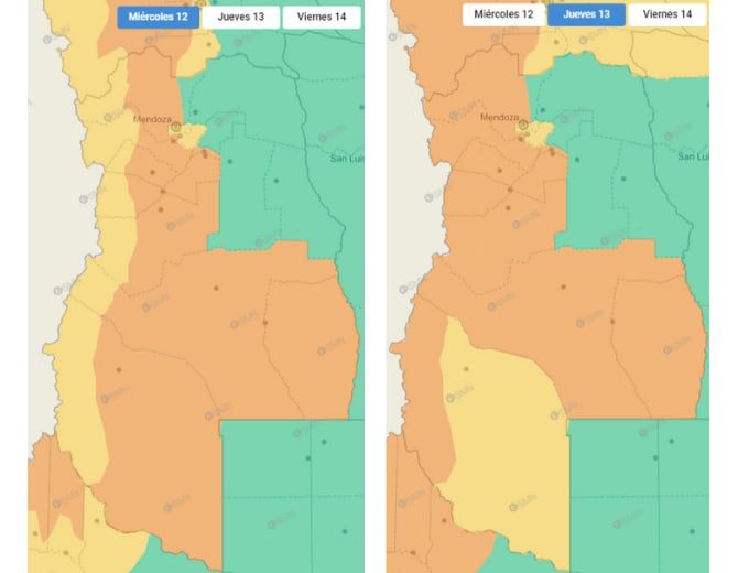 Alertas por viento Zonda en Mendoza para este miércoles 12 y jueves 13 de junio. Foto: Defensa Civil Mendoza.