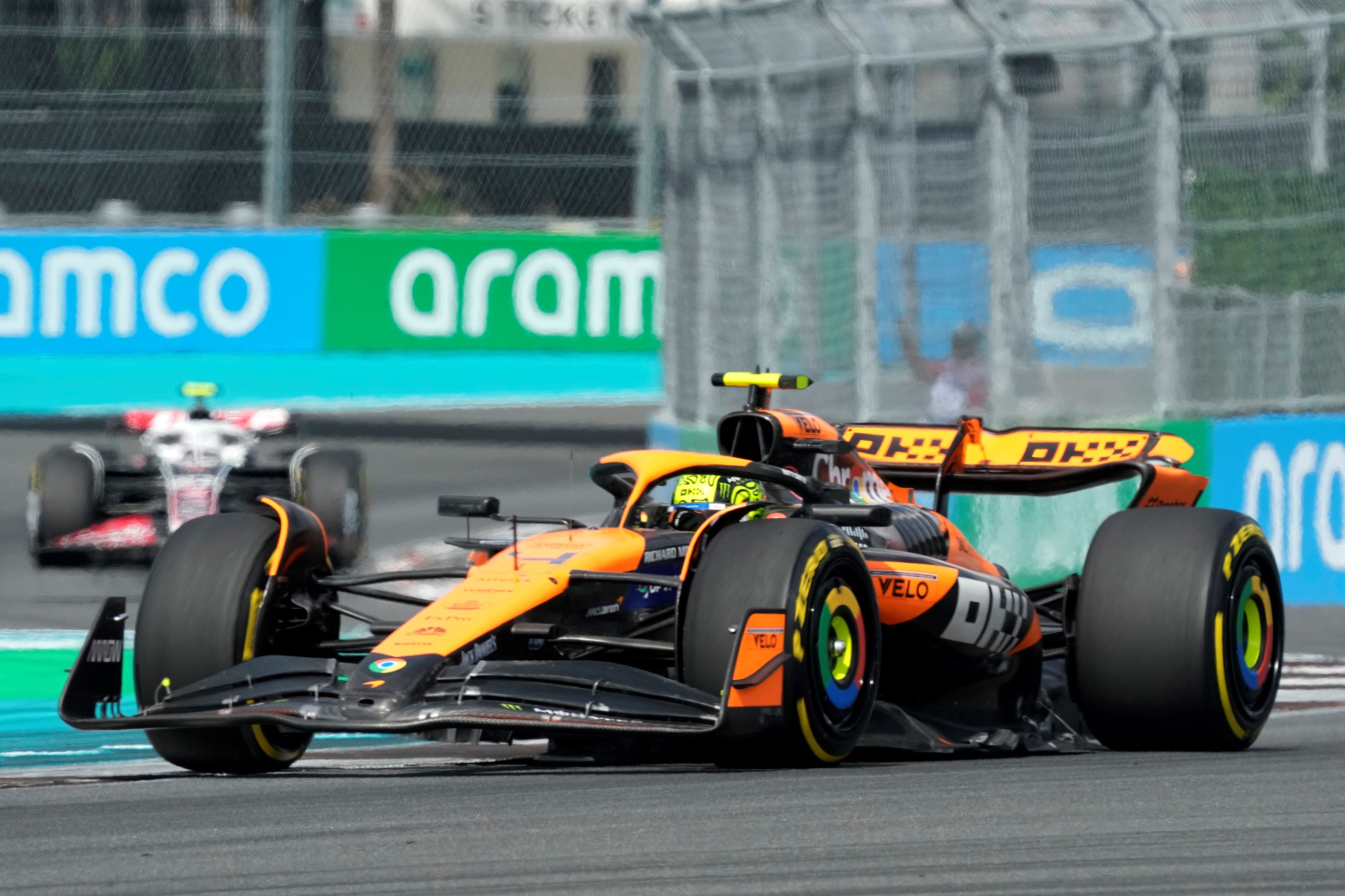 Lando Norris, con McLaren, conquistó el Gran Premio de Miami de Fórmula 1. (AP)
