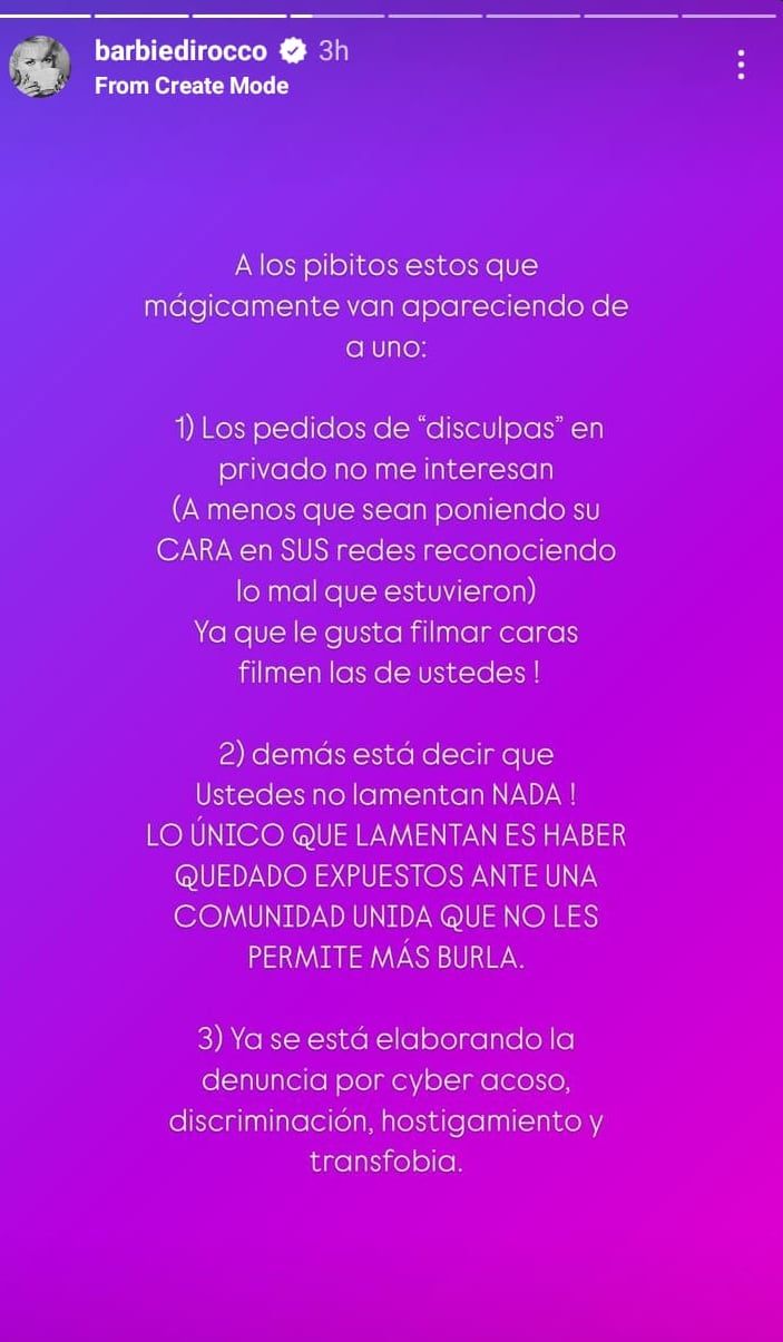 En sus historias también contó que los involucrados se habían comunicado con ella - Instagram