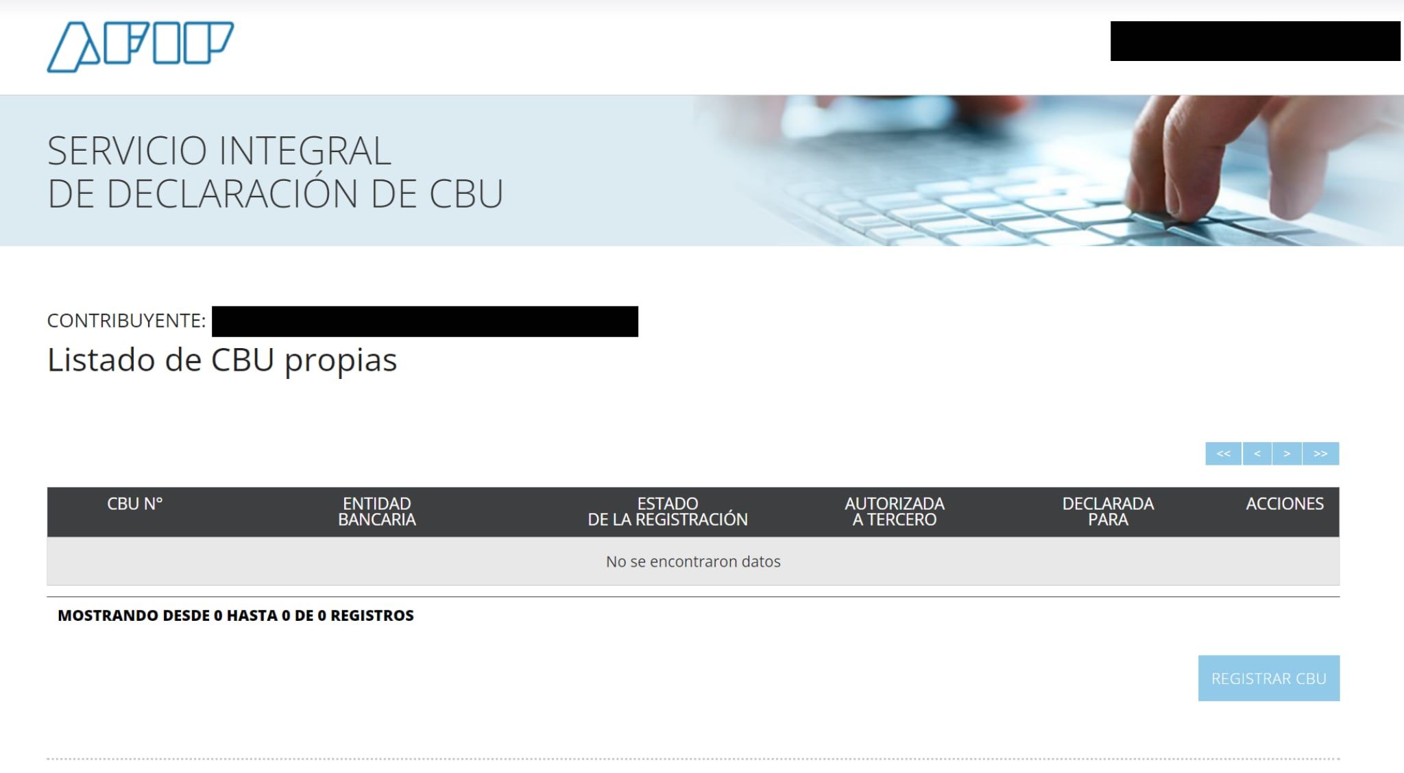 Verificación del CBU en AFIP.