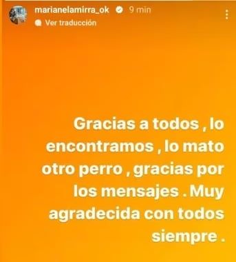 El fatal desenlace del perro de Marianela Mirra