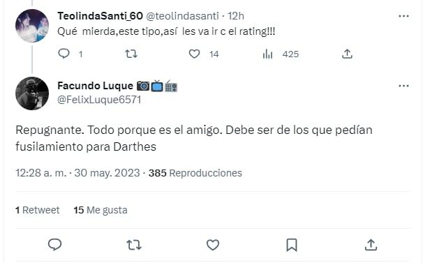 Los mensajes en contra de Schultz en Twitter