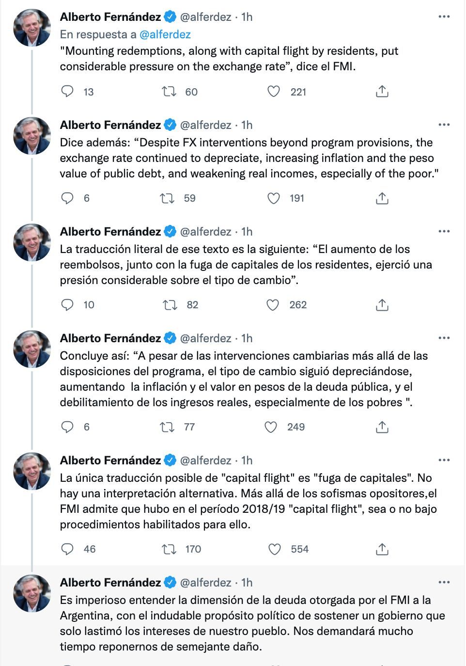 El presidente compartió a través de Twitter su dura opinión sobre el informe del FMI respecto a la deuda argentina