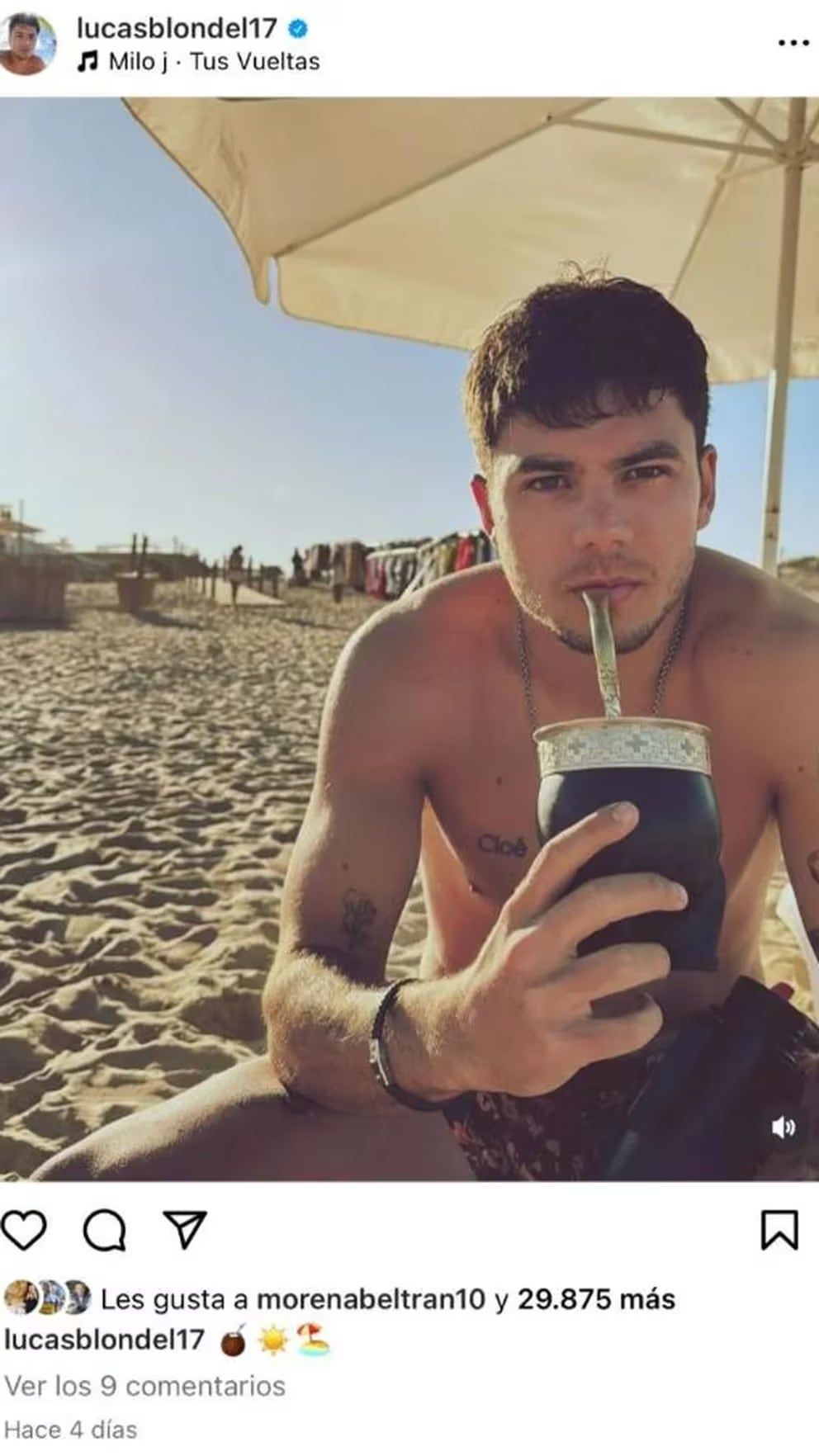 Lucas Blondel y el like de Morena Beltrán