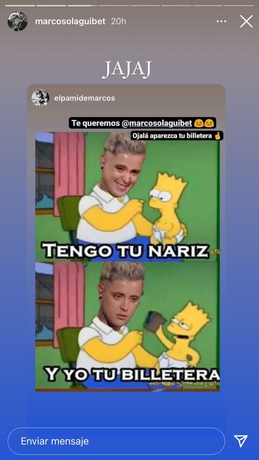 El ex participante de La Voz Argentina acudió al humor a pesar de todo.