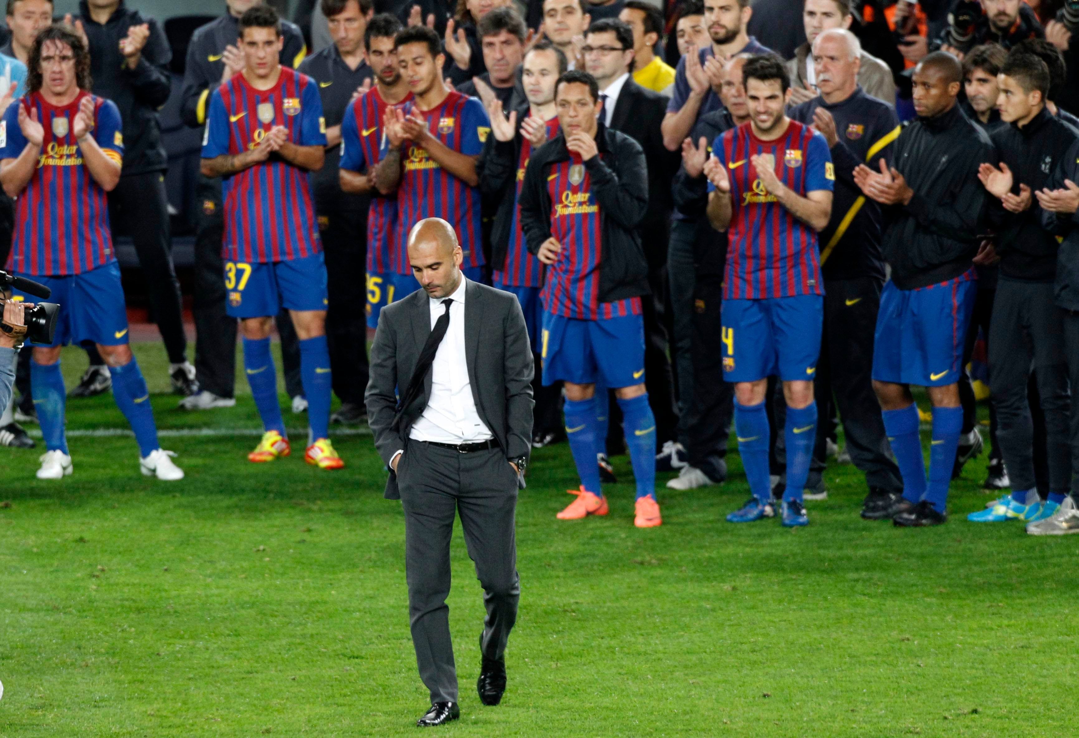 Pep Guardiola en su último partido en el Camp Nou como DT del Barcelona.