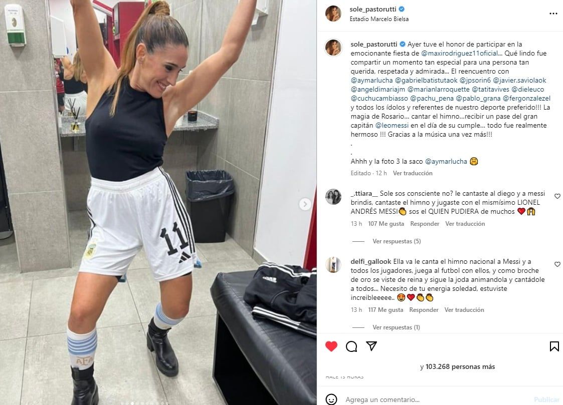 Soledad Pastorutti en el partido despedida de Maxi Rodríguez (Instagram)