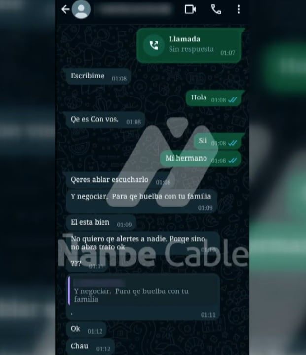 El macabro chat del hermano de Loan con el presunto secuestrador