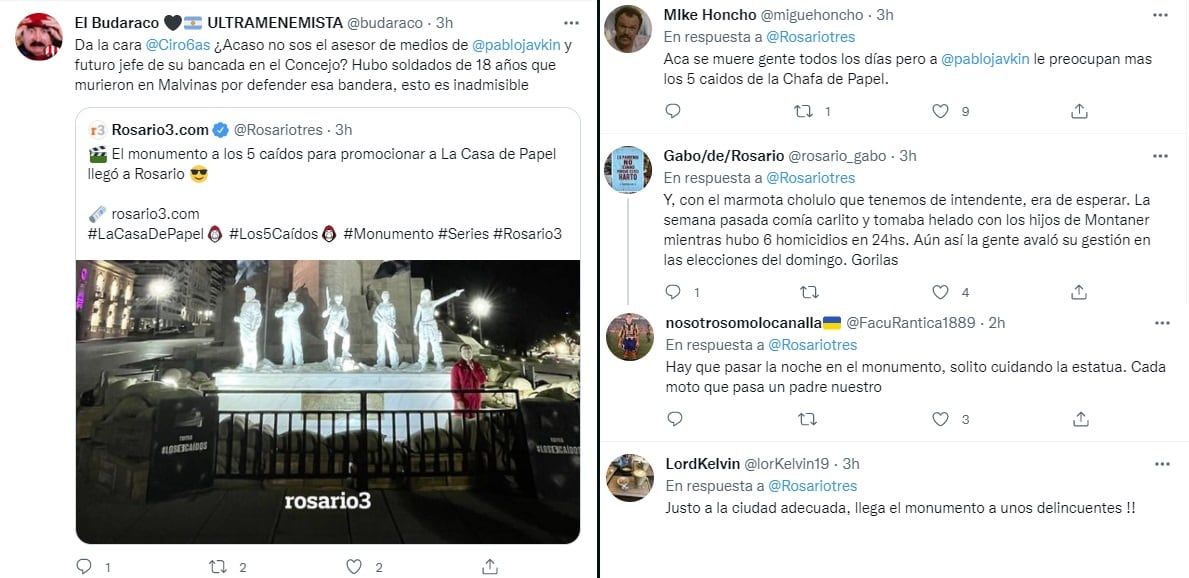 Críticas en las redes sociales por el homenaje de Netflix a "La casa de papel" en el Monumento a la Bandera -