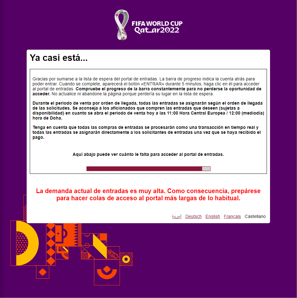 Se pusieron a la venta un remanente de entradas para el Mundial de Qatar 2022.