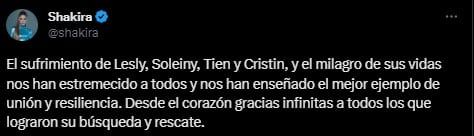 Shakira celebró el hallazgo de los cuatro niños perdidos en la selva de Colombia. Foto: captura de pantalla.