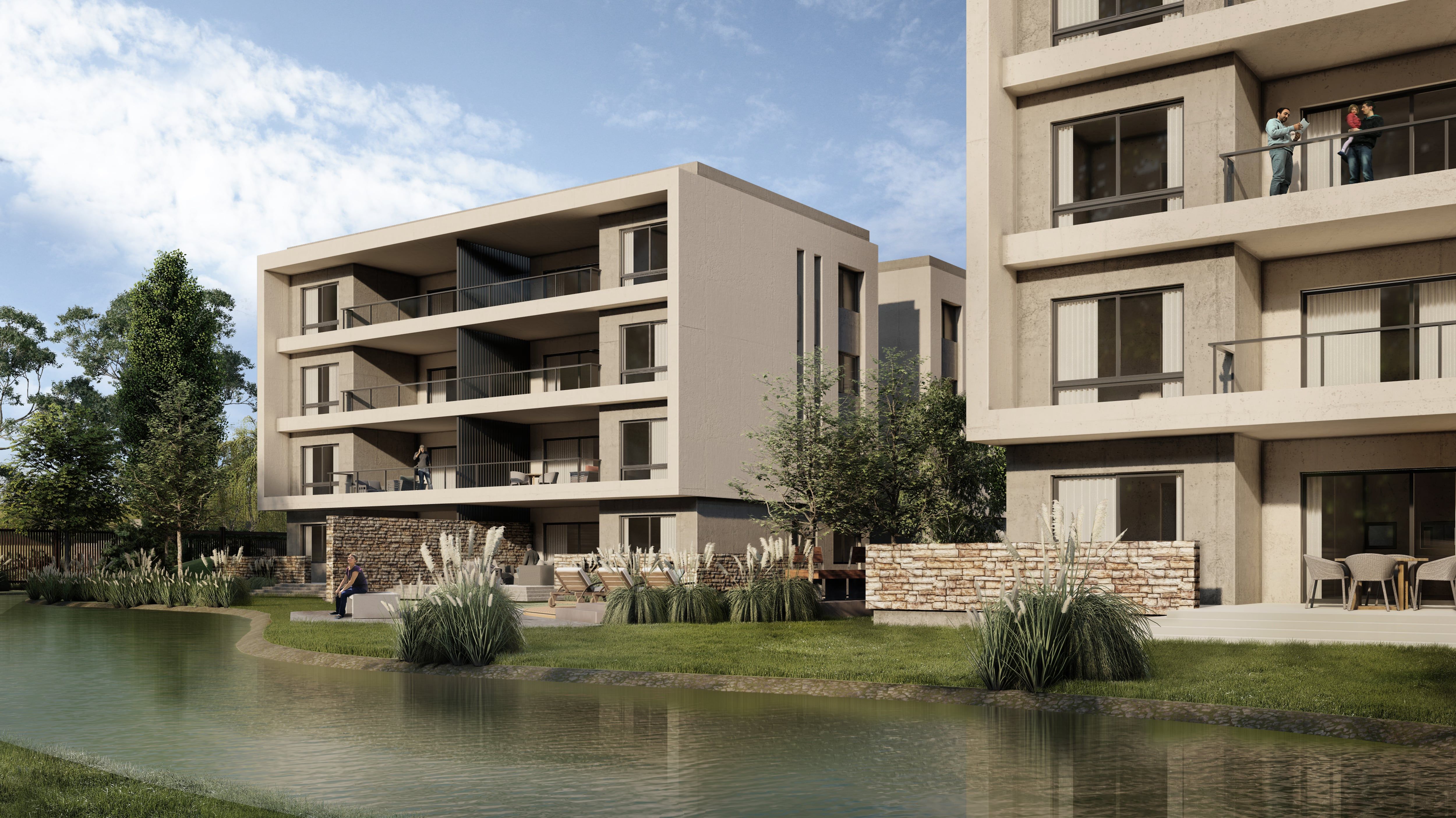 Vista Oeste del Complejo Terrazas del Plata.