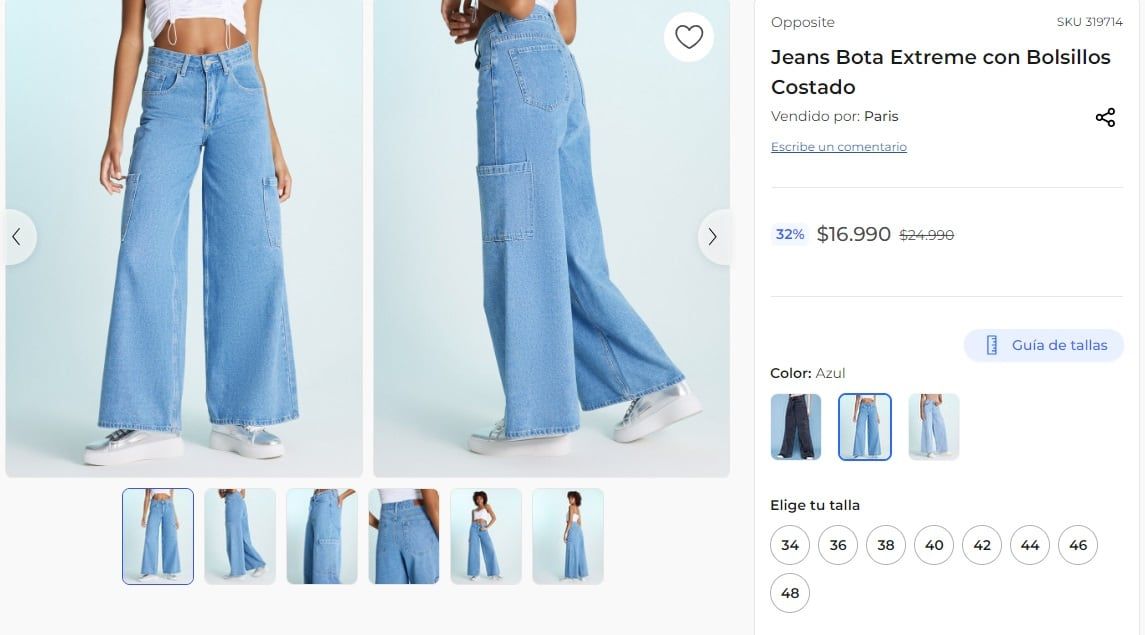Jeans bota extrema con bolsillos para mujer (París)