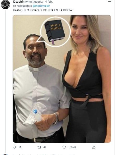 La foto de Carolina Losada junto al cura generó memes y bromas en las redes sociales