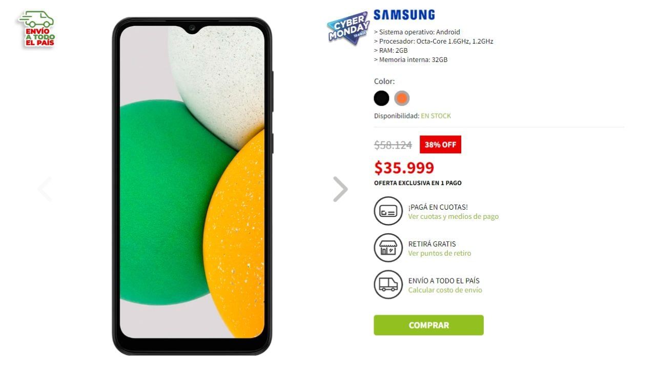 Celular Samsung Galaxy.