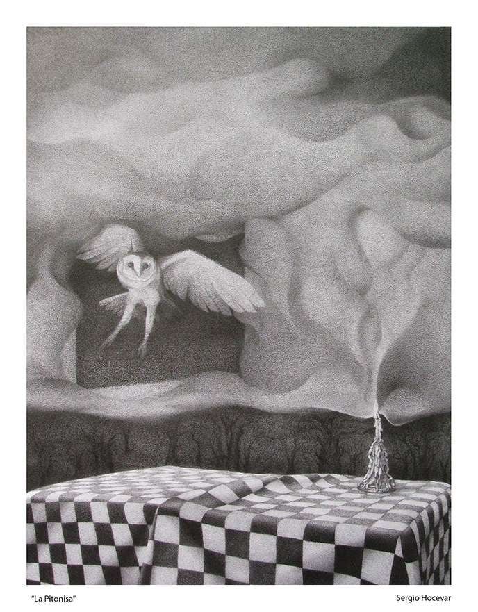 "La pitonisa", uno de sus grafitos.