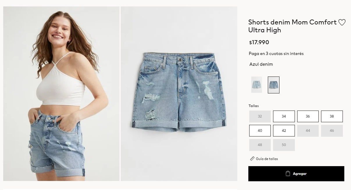 Shorts denim mujer (H&M)