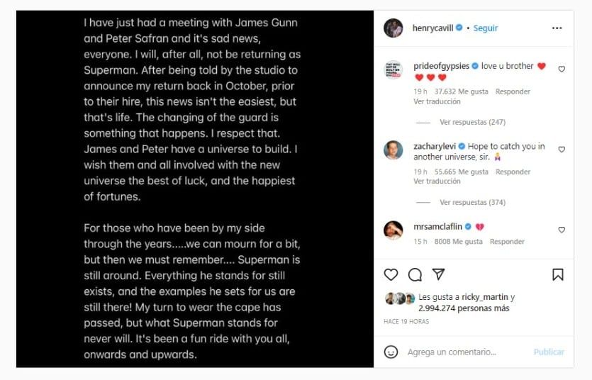 Publicación de Henry Cavill