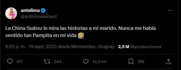 Anto Lima, modelo uruguaya, denunció que la China espía a su marido en Instagram