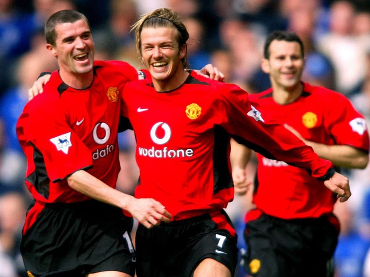 Roy Keane, David Beckham y Ryan Giggs en la época dorada del Manchester United