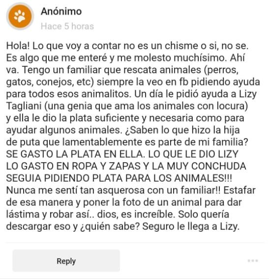 A través de las redes la mediática se enteró