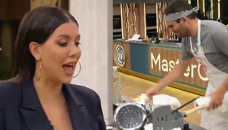 Wanda Nara se alarmó al ver fuego en las cocinas del concurso.