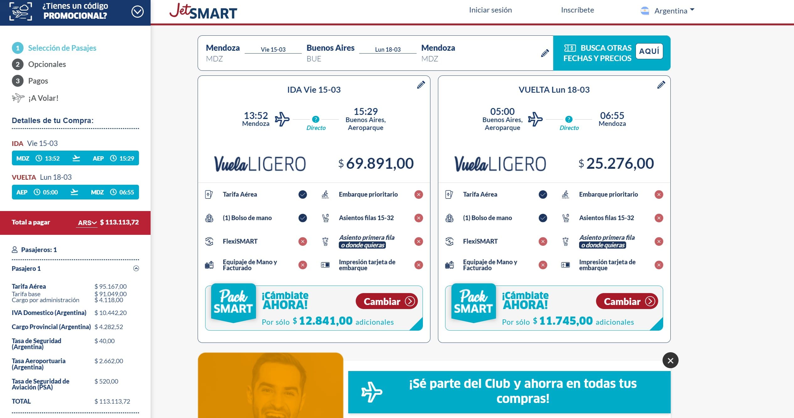 Vuelos para ir al Lollapalooza. Solo incluye equipaje de mano.