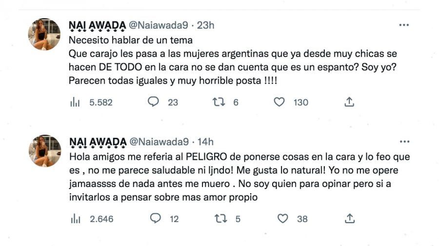 Nai Awada atacó en redes sociales a Camila Homs