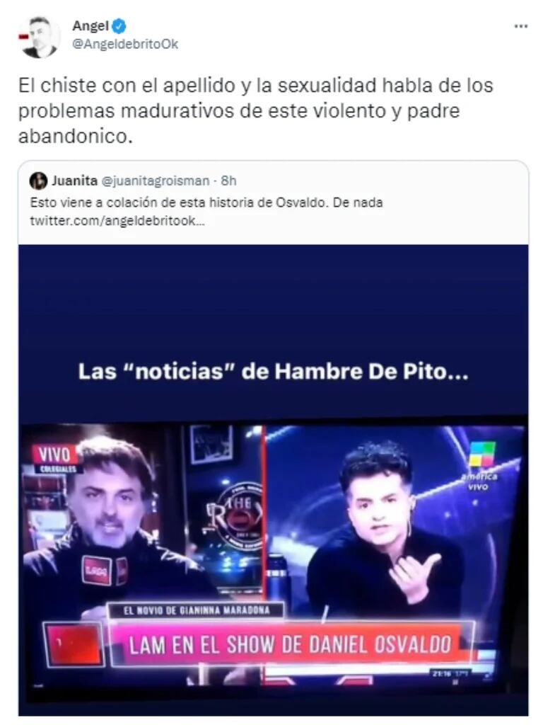 La violenta pelea de Ángel de Brito y Daniel Osvaldo en Twitter