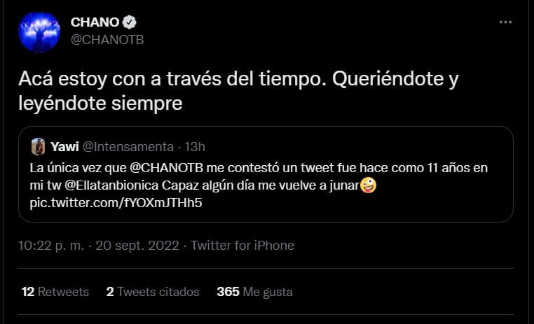 Chano se abrió en Twitter e hizo catarsis con sus seguidores