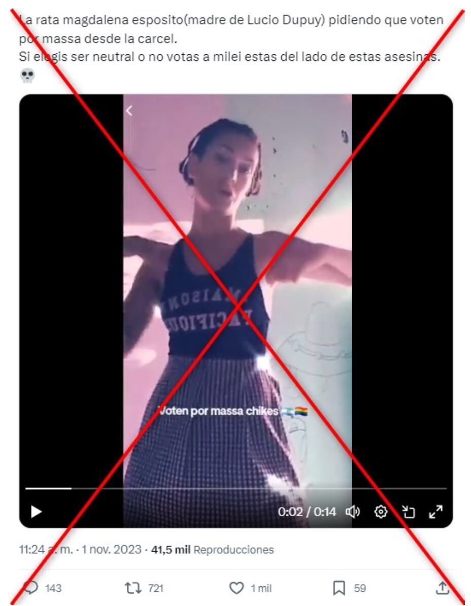 Captura de pantalla de una publicación en X hecha el 1 de noviembre de 2023