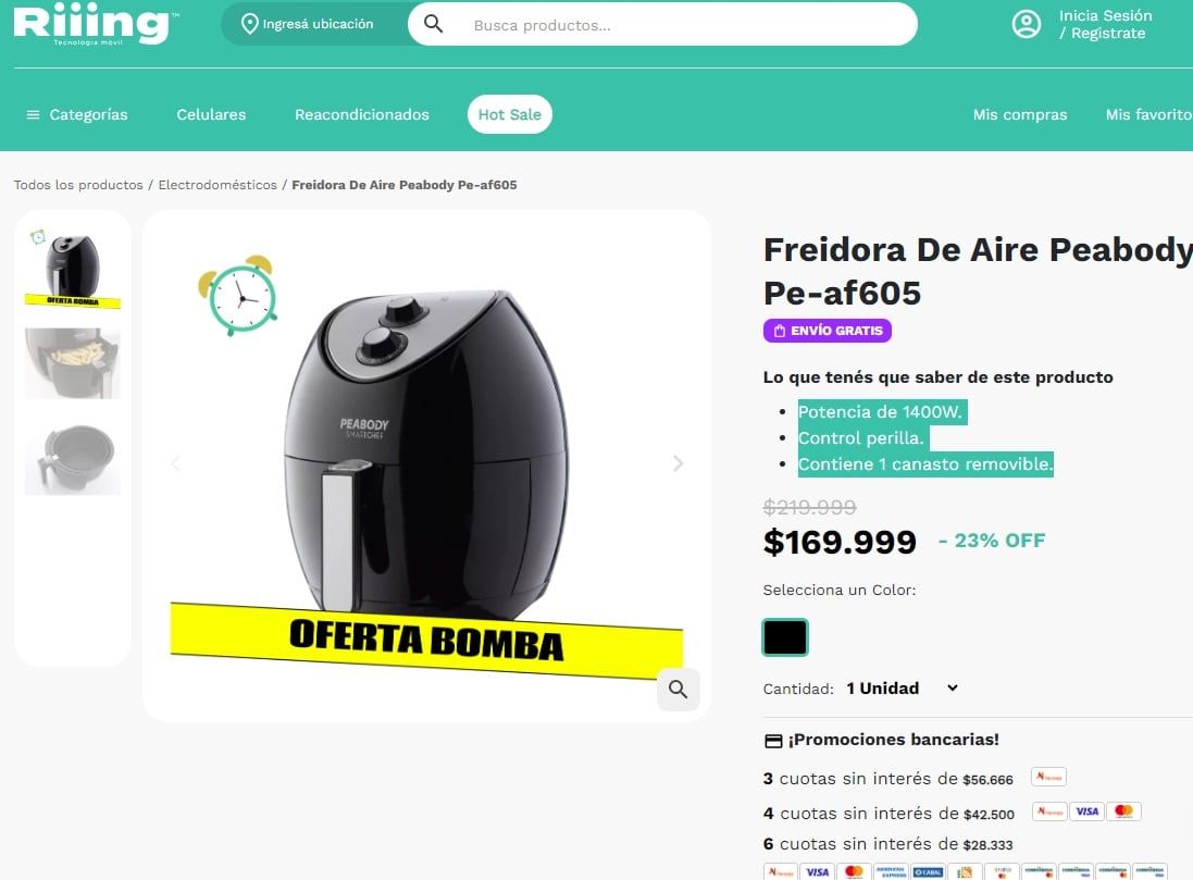 Hot Sale 2024: freidora de aire Peabody en Riiing