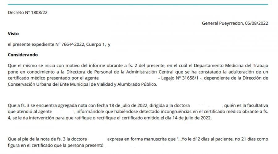 Quiso truchar un certificado médico. Foto: Web