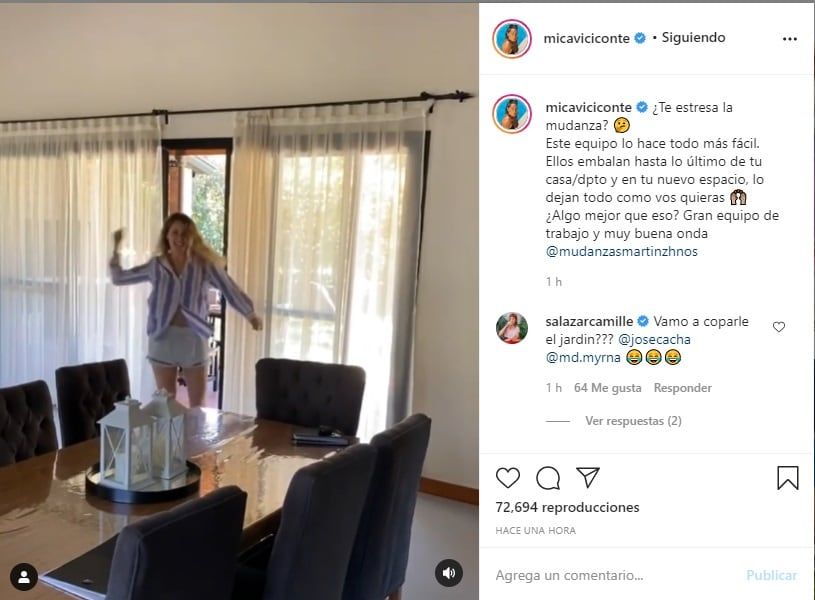 Mica Viciconte y su canje de mudanza