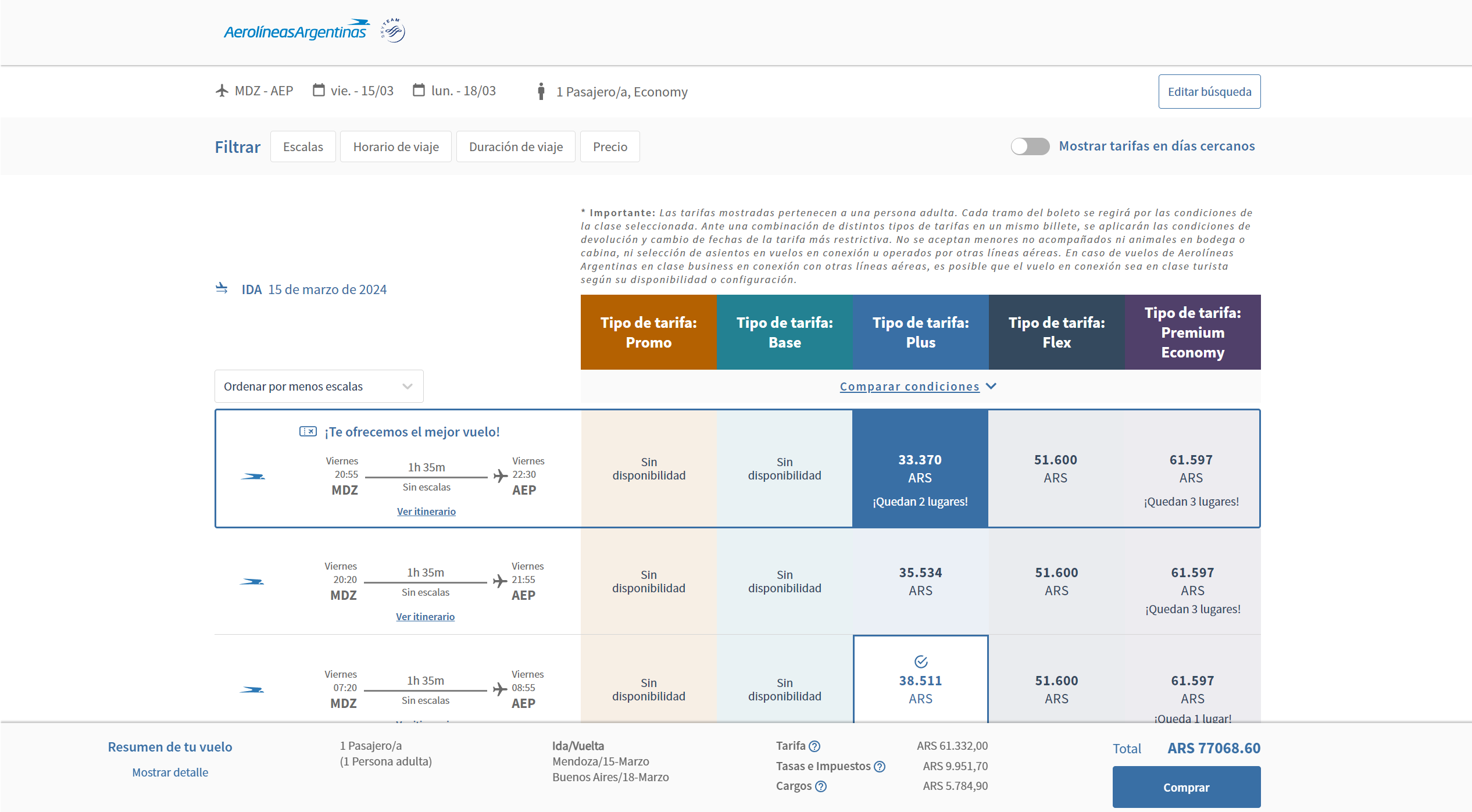 Vuelos para ir al Lollapalooza. Incluye bolso de mano de 8 kilos y equipaje de 15 kilos.