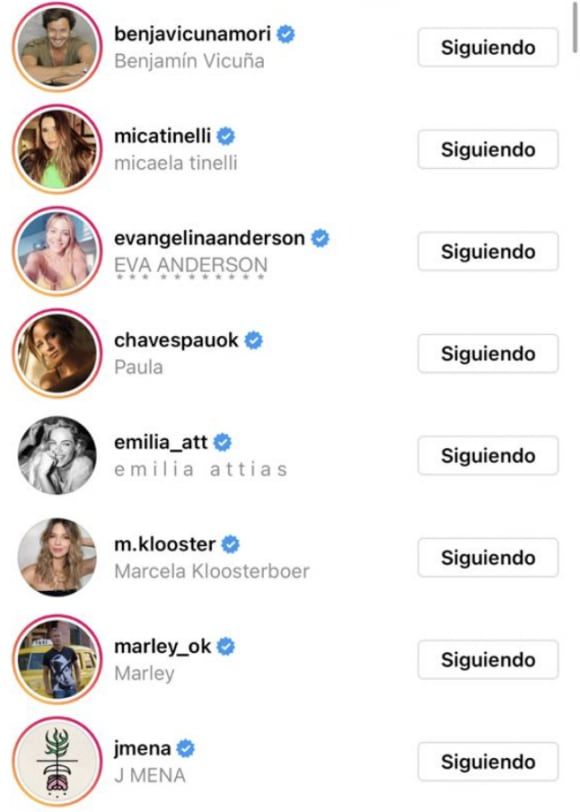 El like del actor del chileno y de otros famosos.
