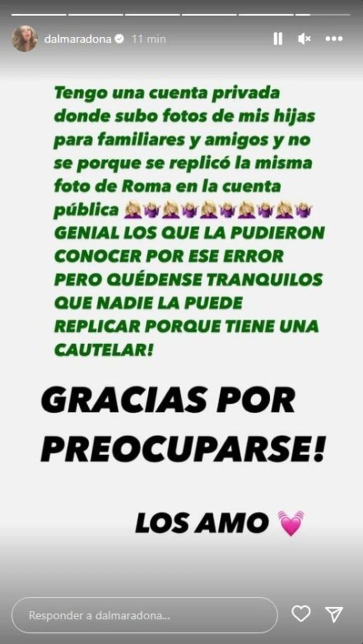 Posteo de Dalma Maradona.