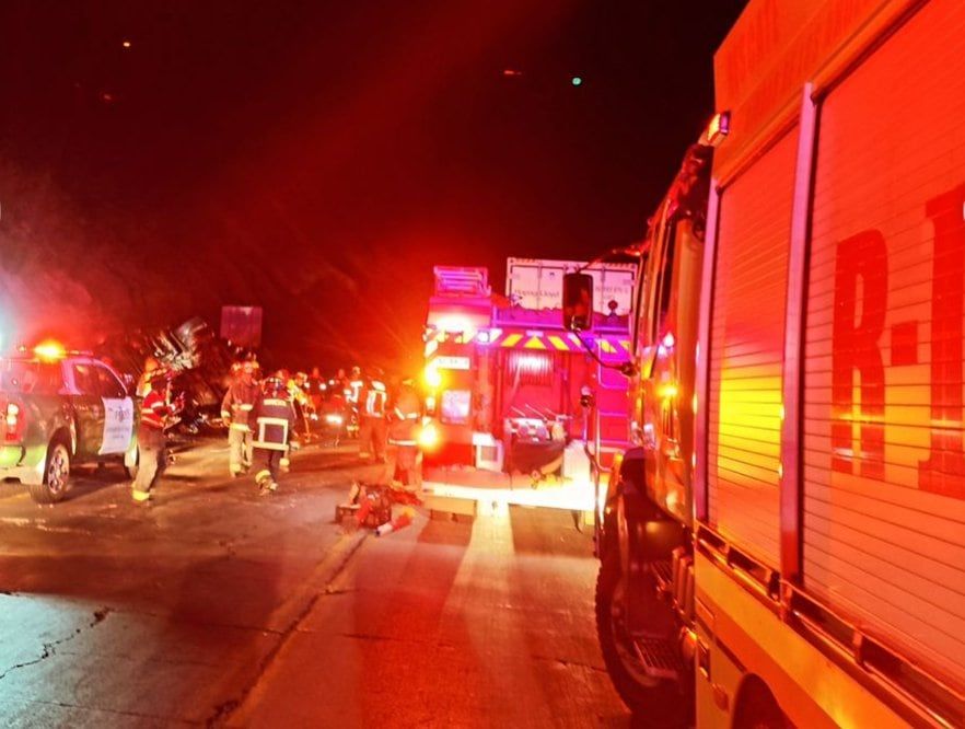 Ruta 60 chilena: volcó un camión con chapa argentina (Prensa Gendarmería Nacional)