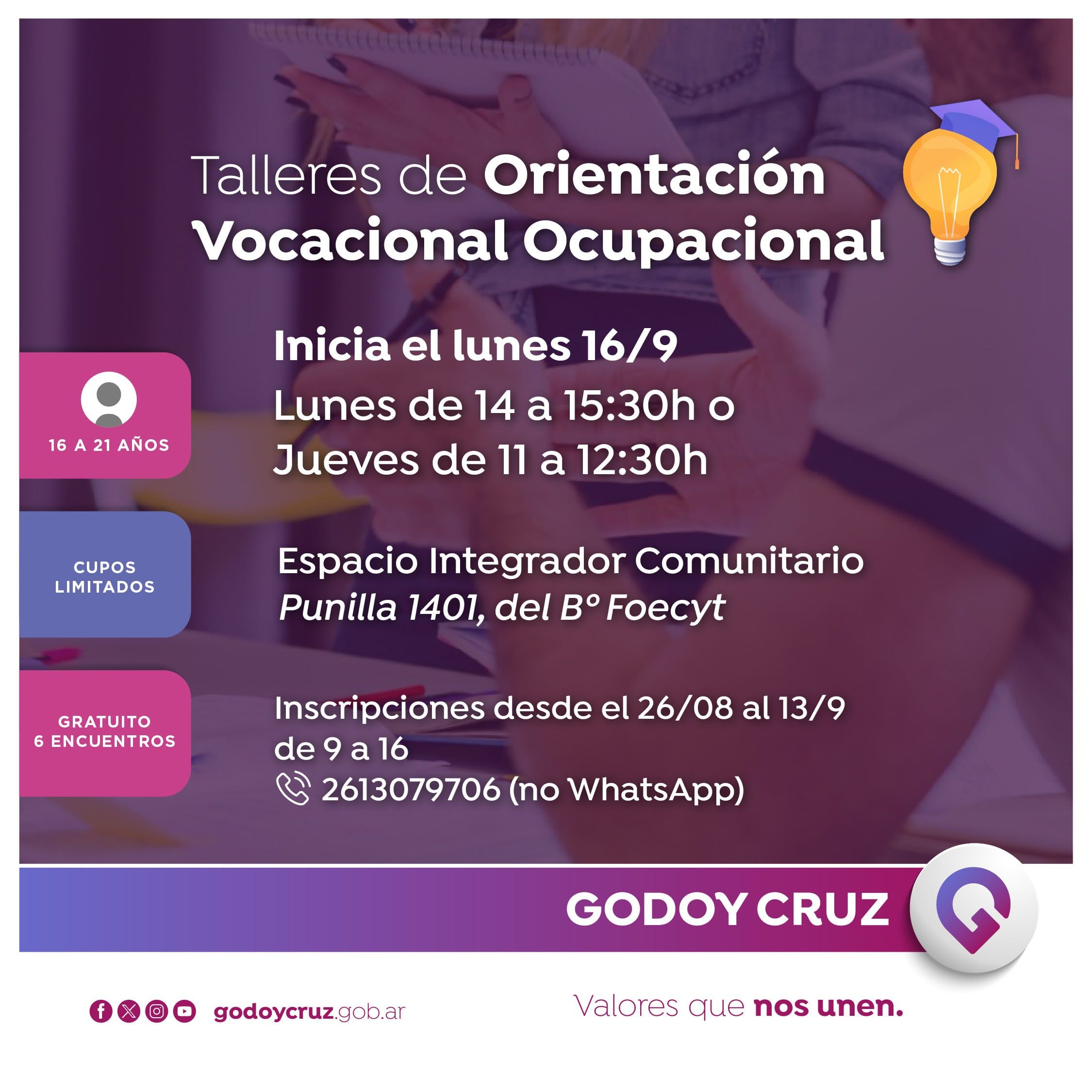En septiembre comienza un nuevo Taller de Orientación Vocacional Ocupacional