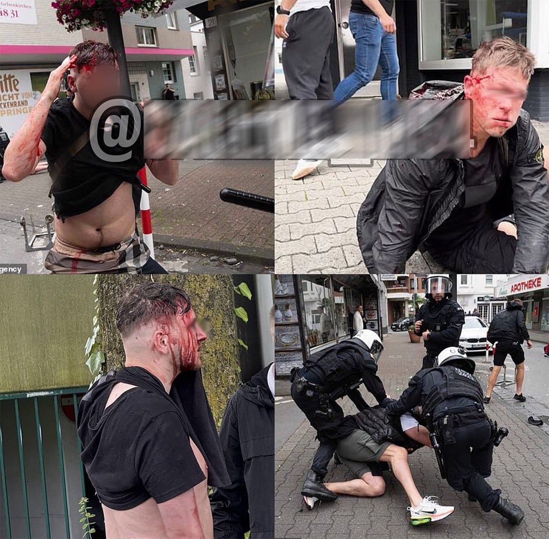 Disturbios entre hinchas serbios y albaneses en Alemania. Foto: X / @Barras_LATAM