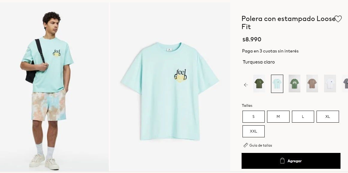 Polera estampada hombre (H&M)