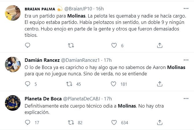 Los hinchas de Boca pidieron por Molinas