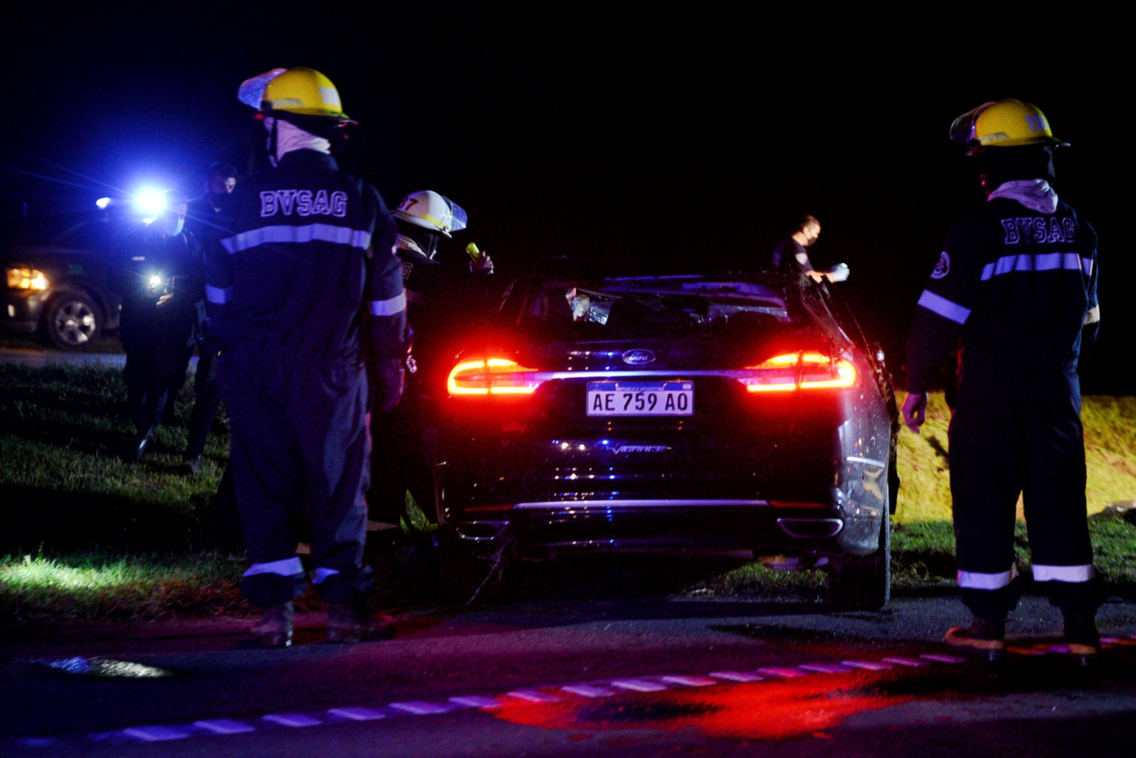 Auto en el que viajaba el Ministro de Transporte Mario Meoni.