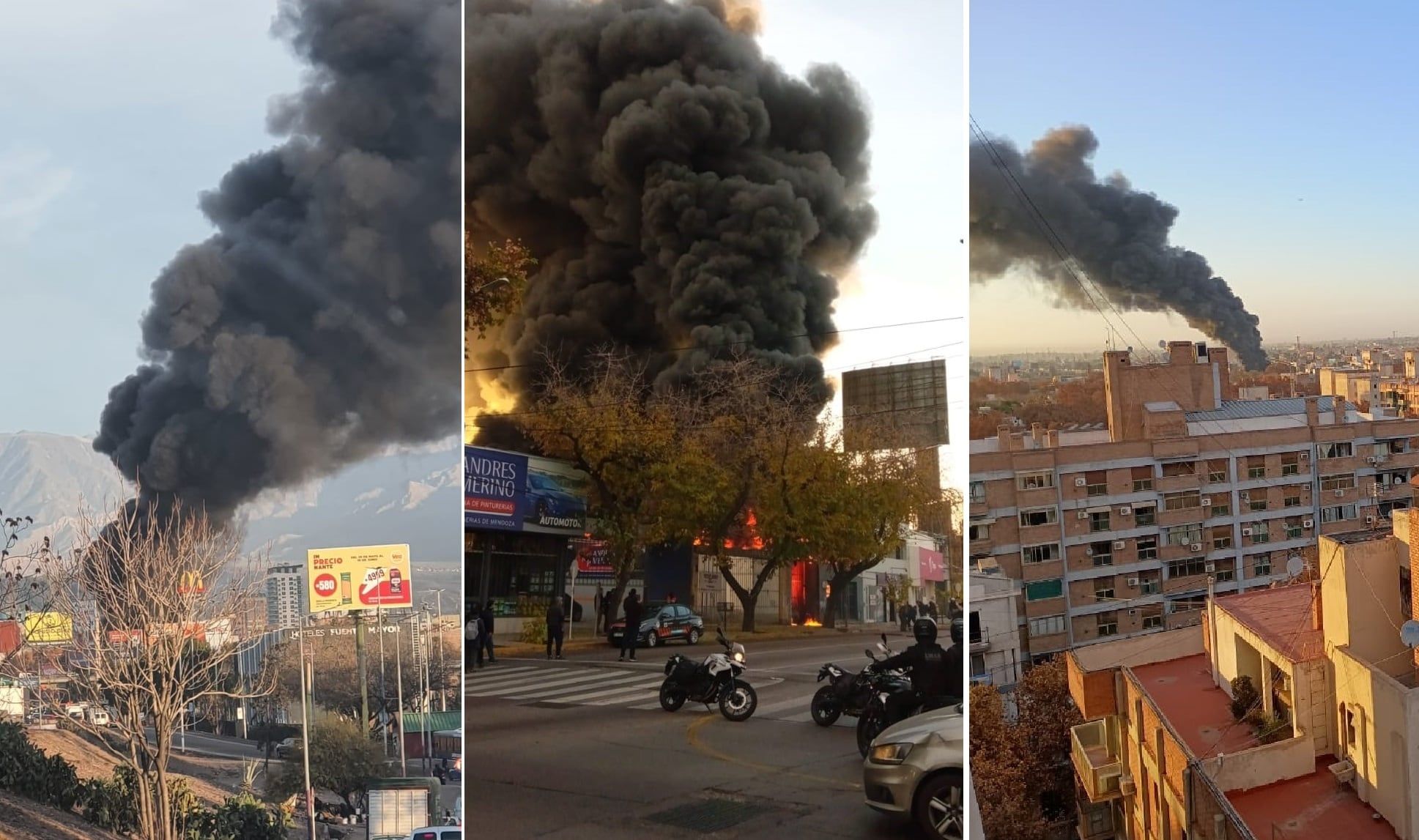 Grave incendio en el depósito de Zapata Goma se vio desde toda la Ciudad.