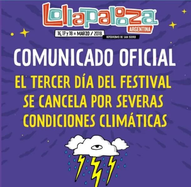 Fotos de cuando se suspendió el Lollapalooza del 2018. / Archivo