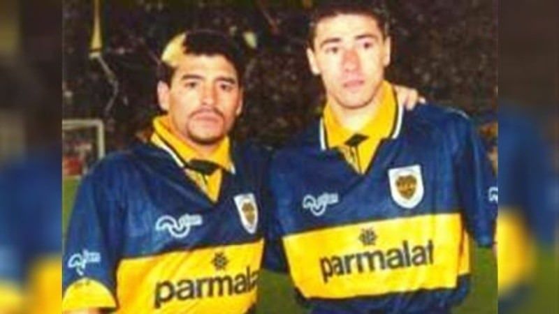 Kily González con Maradona en Boca